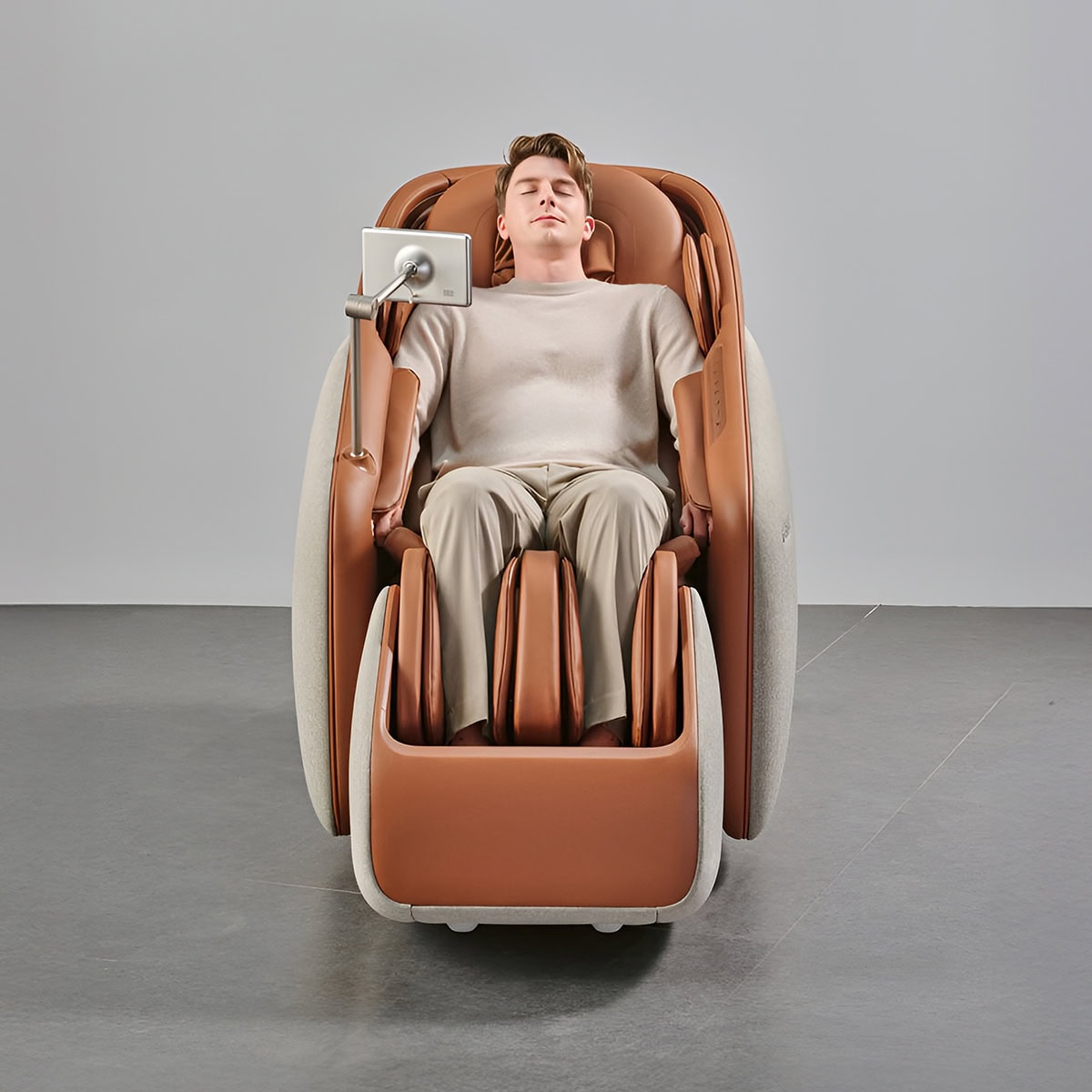 Ceragem Pause M10 Massage Chair Brown Front View with Model