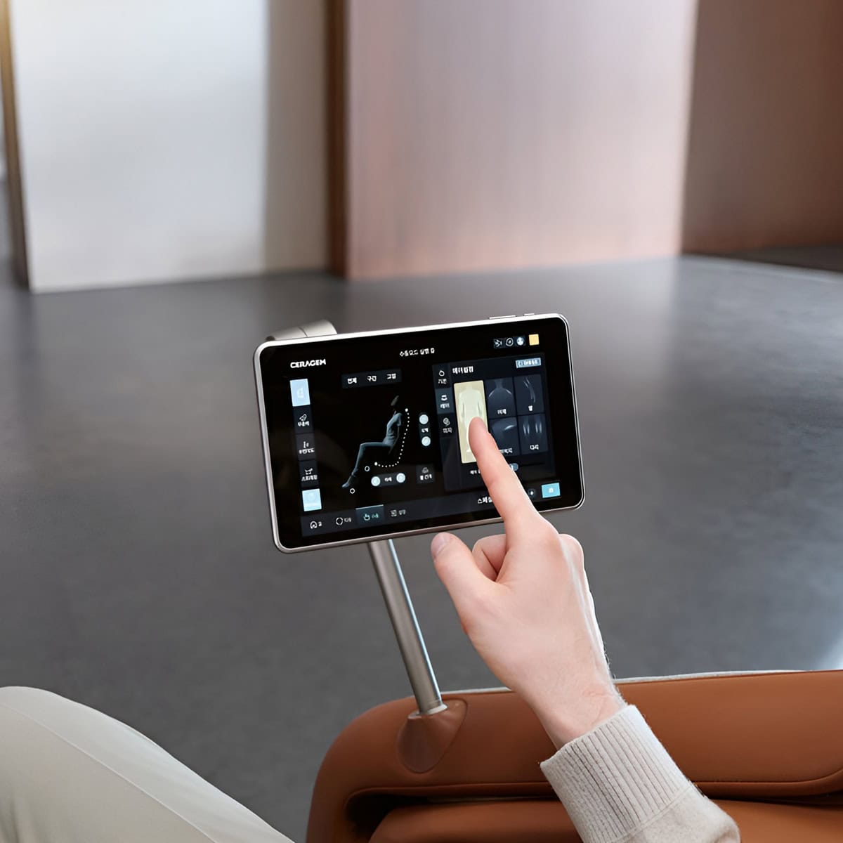 Ceragem Pause M10 Massage Chair Brown Touchscreen Tablet