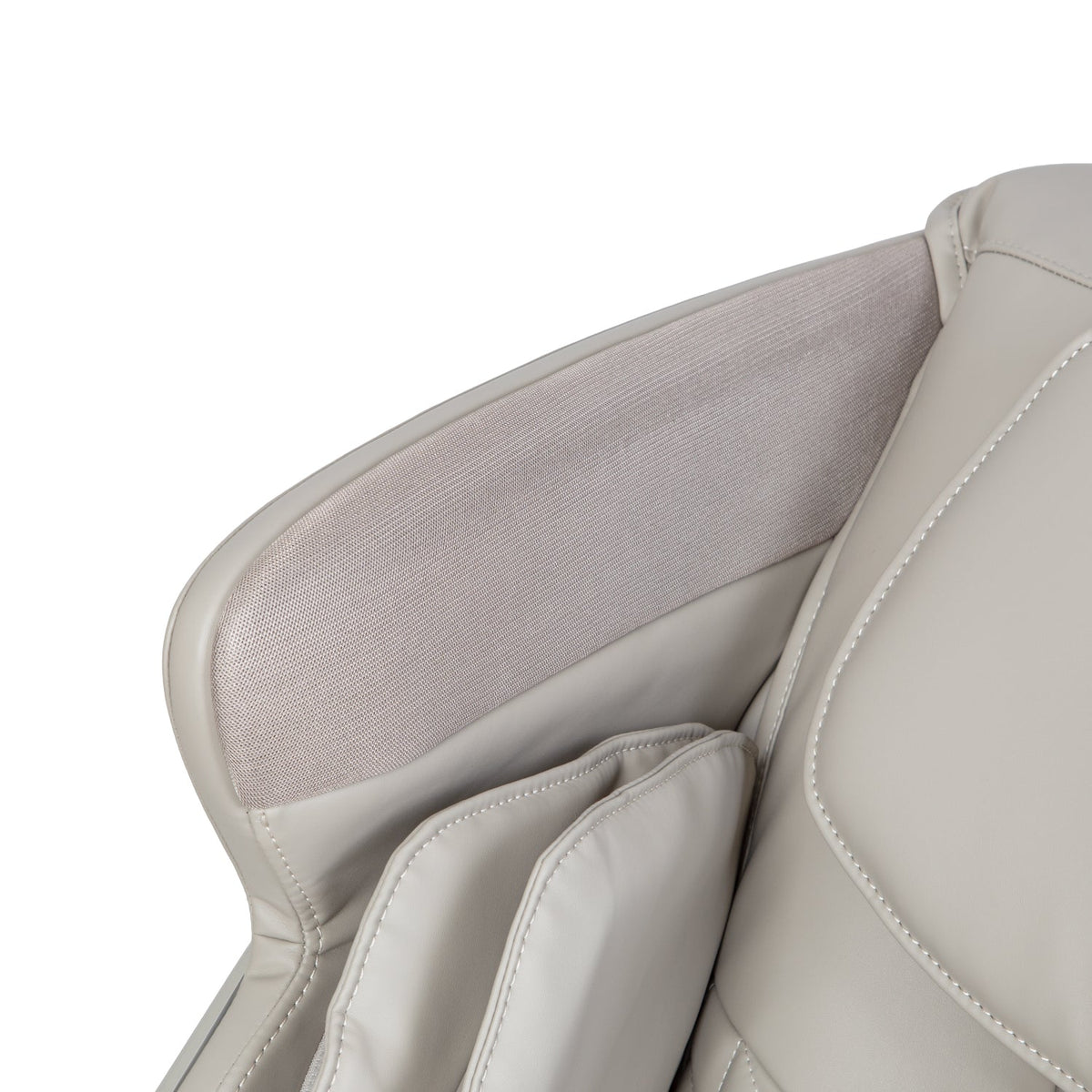 Close-up of the Titan Forma 3D+2D shoulder wings and headrest area where the Bluetooth speakers sit