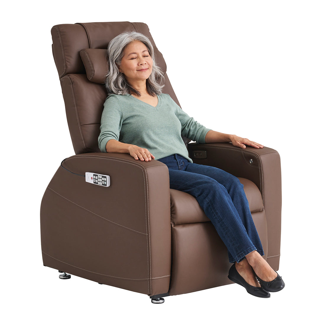 Human Touch Laevo ZG Chair Saddle Angled View Model'