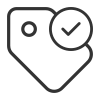 Icon Tag Check Circle Gray Thin