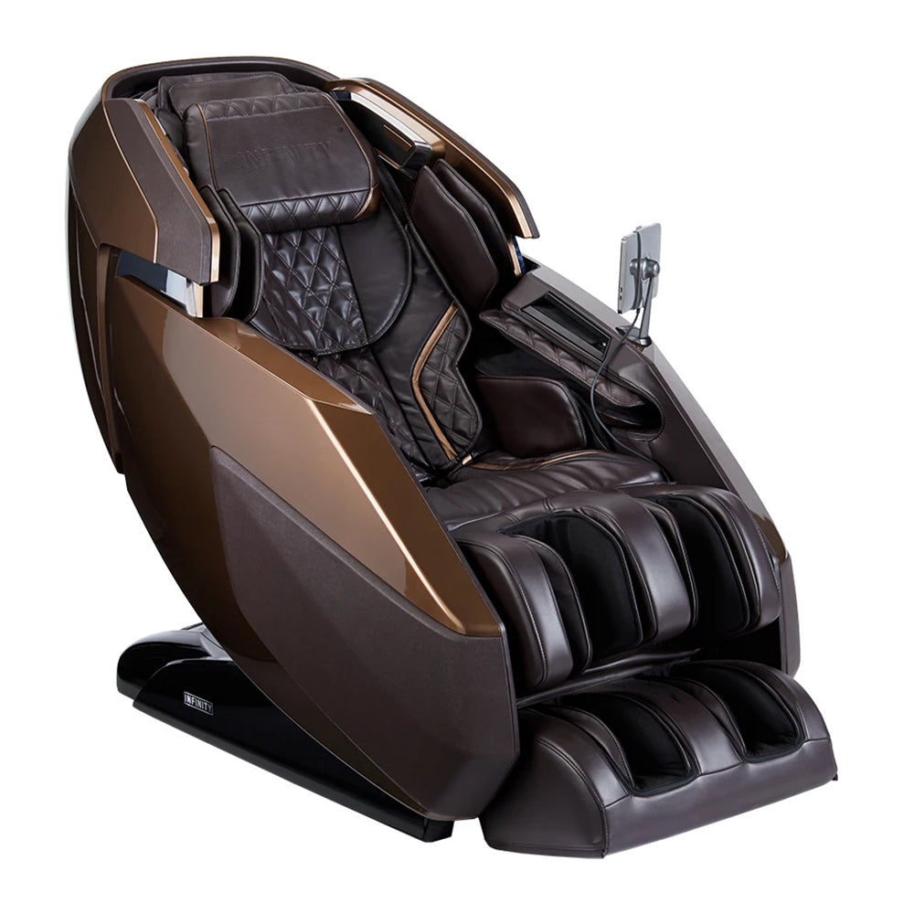 Infinity Imperial Syner-D Massage Chair Dark Brown Angled View