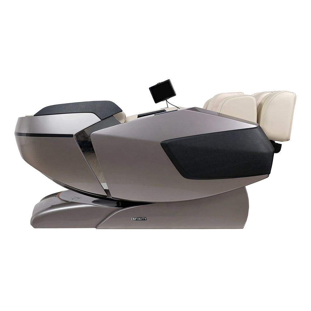 Infinity Imperial Syner-D Massage Chair Gray and Tan Zero Gravity Recline View