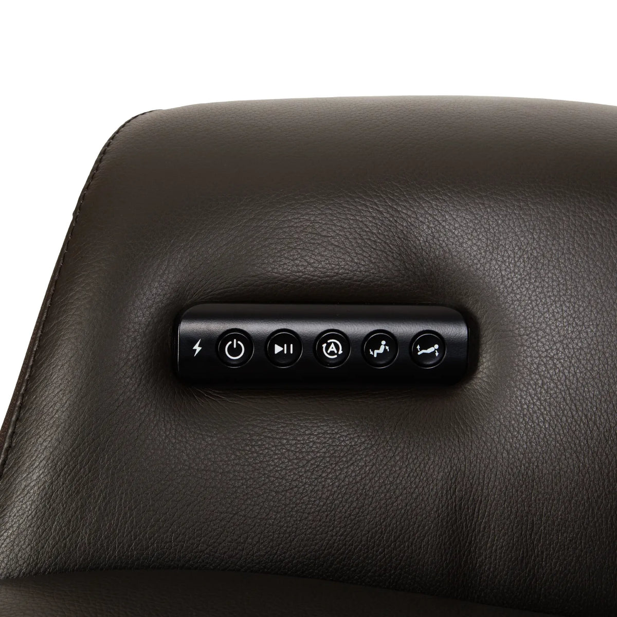 Quick shortcut button panel on the armrest of the Brown Osaki Milan 3D Recliner