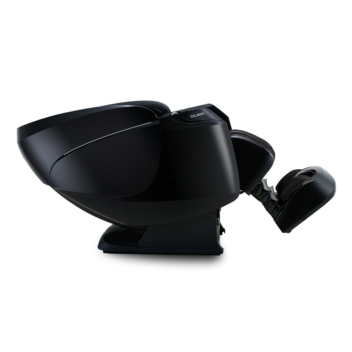 Ogawa Active XL DUO Black and Coffee Zero Gravity Recline View with Extended Leg Rest