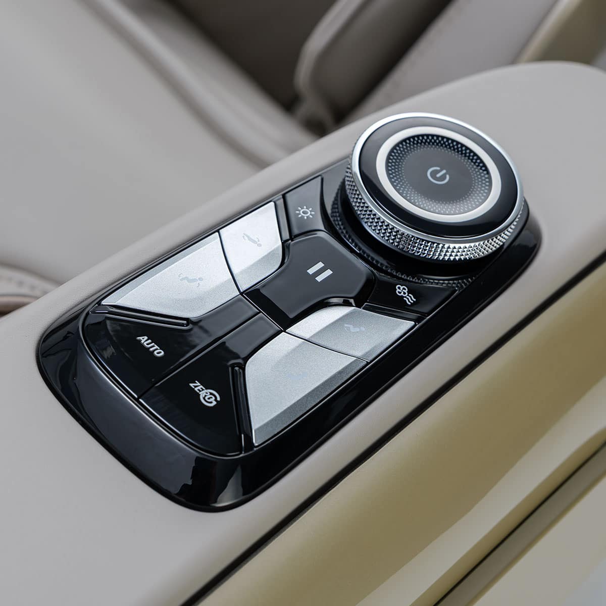 Ogawa BioVision Massage Chair Agate and Platinum Armrest Controls Closeup