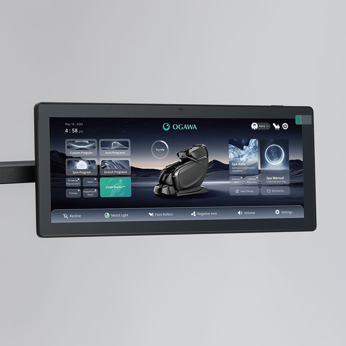 Ogawa BioVision Massage Chair Agate and Platinum Wide Touchscreen Tablet