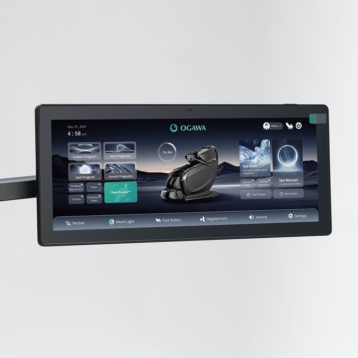 Ogawa BioVision Massage Chair Black and Black Touchscreen Tablet