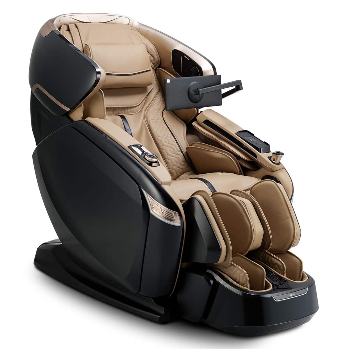 Ogawa BioVision Massage Chair Black and Champagne Angled Views