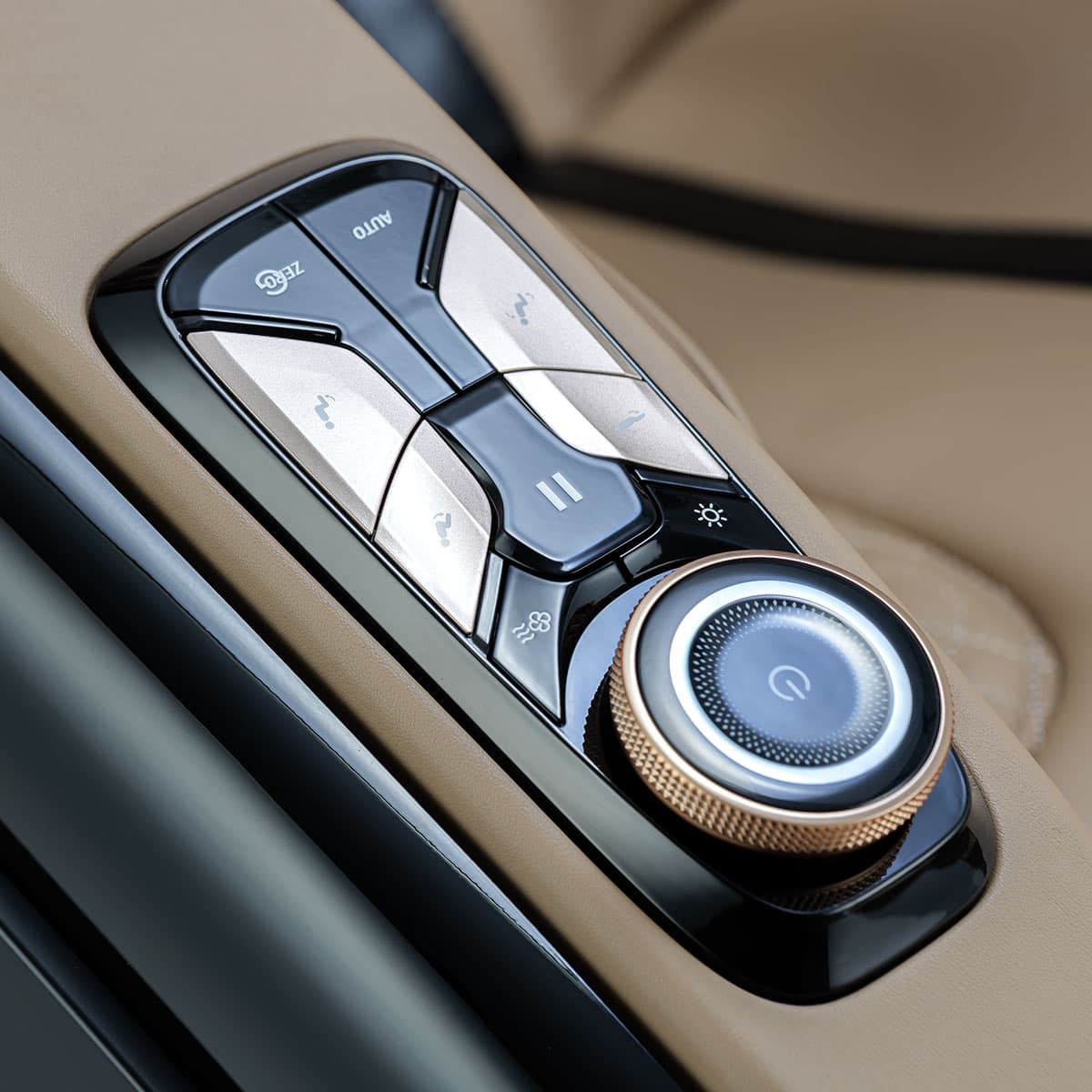 Ogawa BioVision Massage Chair Black and Champagne Armrest Controls