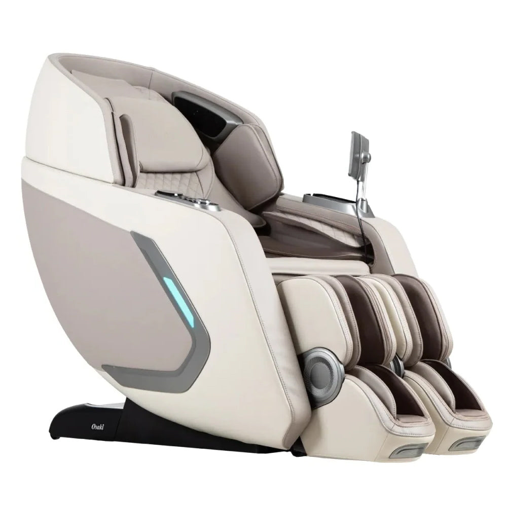 Osaki 4D+3D Bravo Duo Flex Beige Angled View
