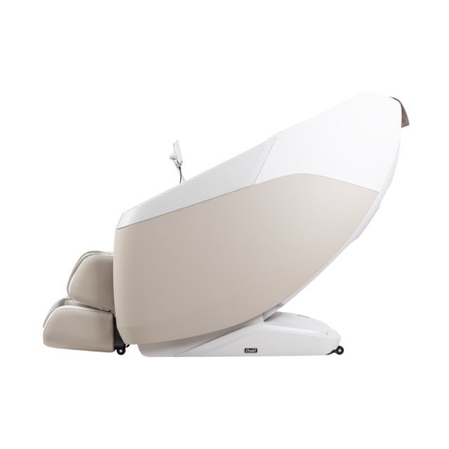 Side profile of the Taupe Osaki Nova II 3D+ massage chair in the upright position